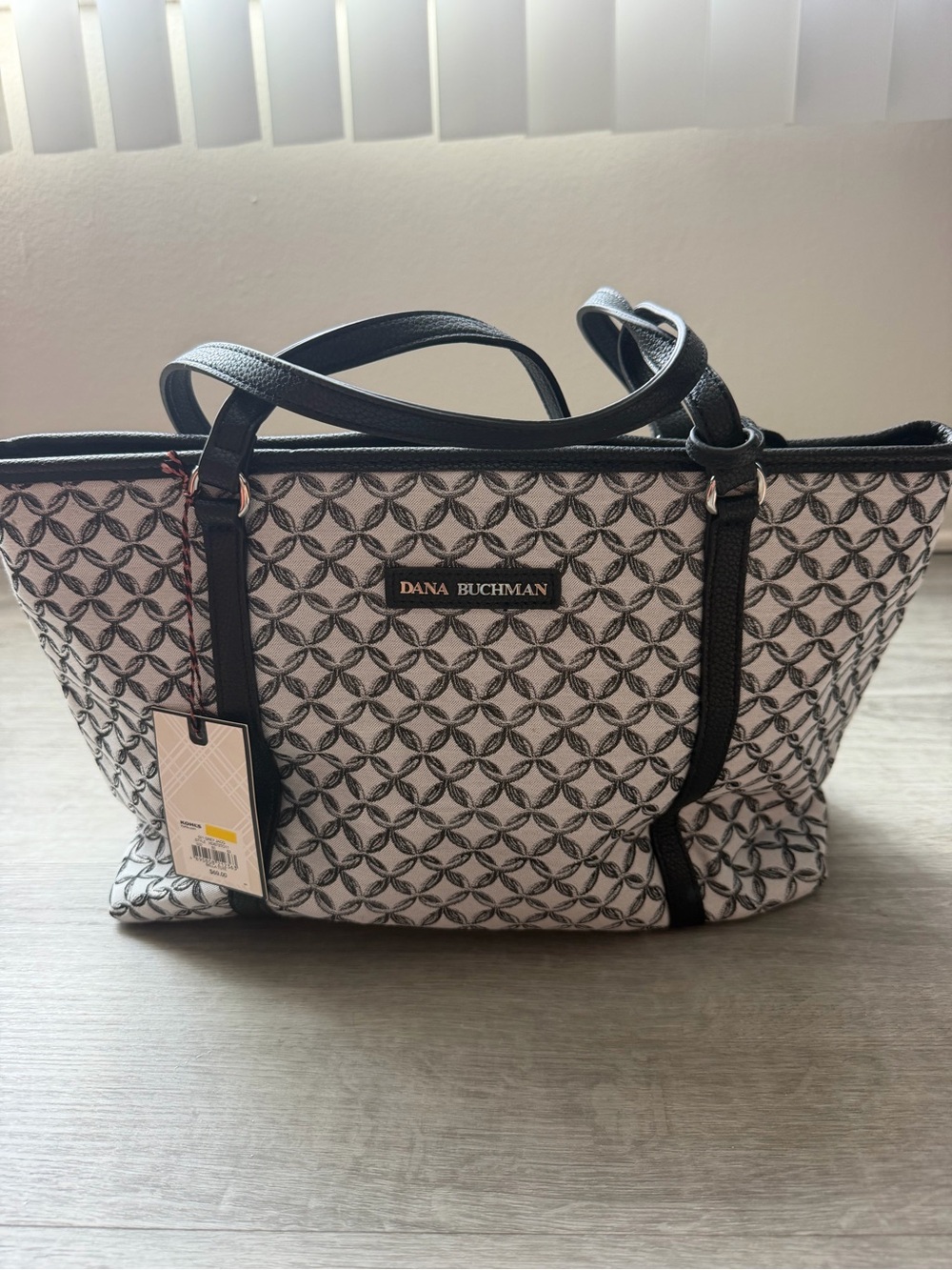 NWT Dana Buchman Black & White Patterned Tote Bag
